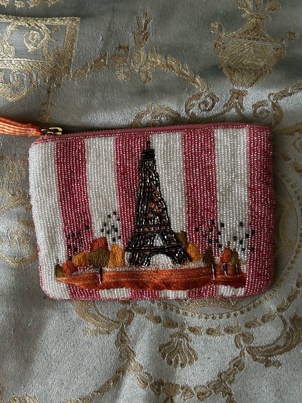 Anthropologie Beaded Eiffel Tower Pouch